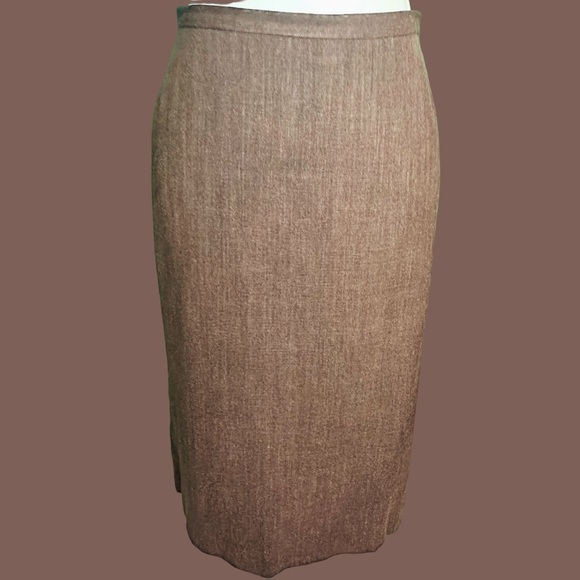 Vintage Dolce & Gabbana Brown Linen Blend Tweed Pencil Skirt IT Size 48 - Picture 3 of 16